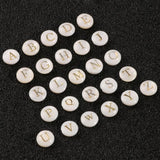 3pcs Natural A-Z Shell Beads Round Flat Alphabet Spacer Beads For Jewelry Making