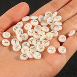 3pcs Natural A-Z Shell Beads Round Flat Alphabet Spacer Beads For Jewelry Making