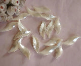 30Pcs Pearl Acrylic Leaf Shape Charm Beads DIY 14x40mm y1753