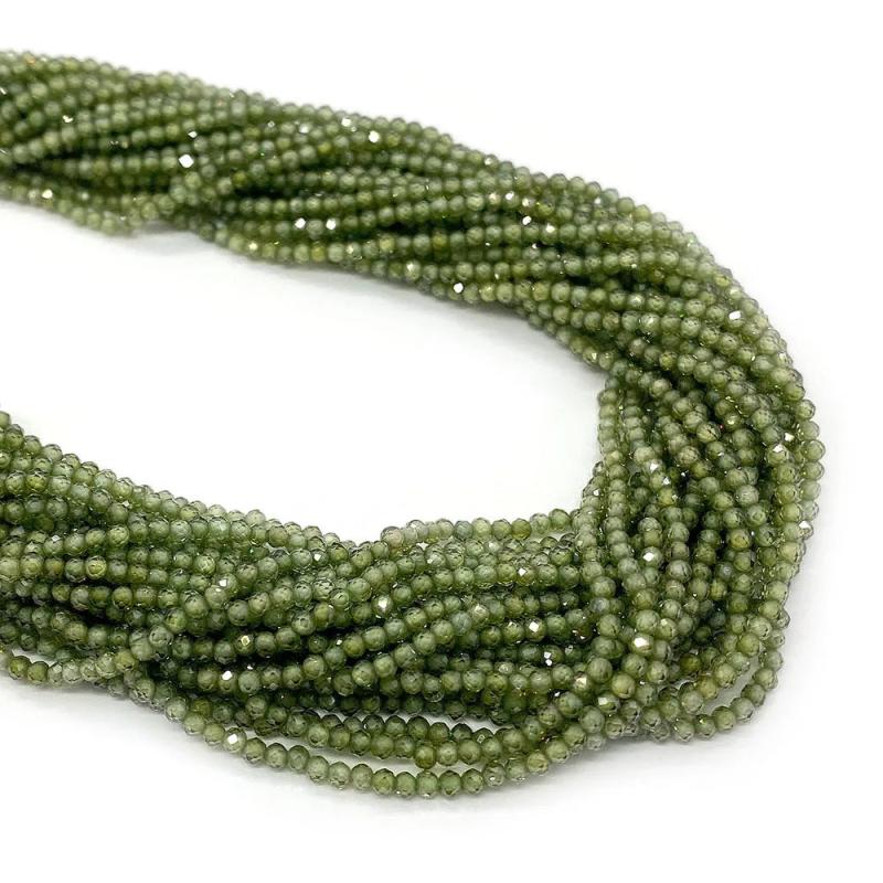 Natural Stone Zircon Necklace Bead 2mm 3mm 4mm Faceted Round Small Beads