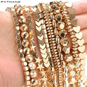 14k Gold Plated Hematite Beads for Jewelry Making, DIY Bracelet Necklace