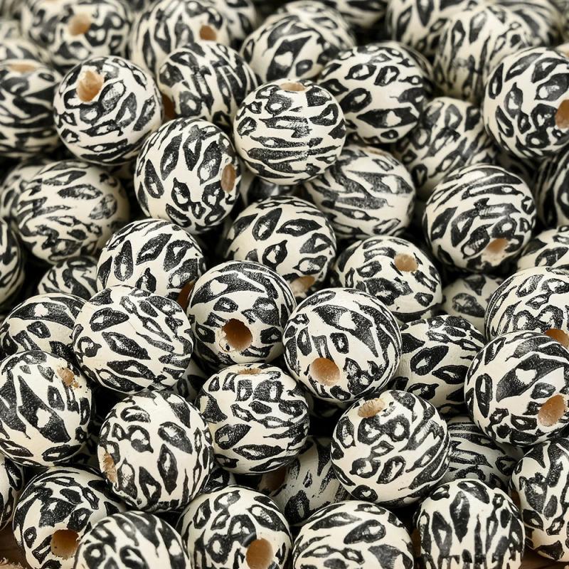 10mm Leopard Pattern Wooden Beads for Jewelry Making DIY Bracelet Accessories