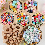 Silicone Beads Wood Bead Mix for Jewelry Making DIY Pacifier Chain