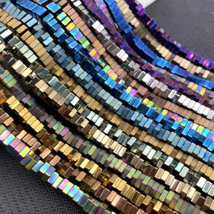 Colorful Hematite Square Flake Spacer Stone Beads for DIY Jewelry Making