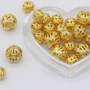 8mm Silver Plated Hollow Flower Round Spacer Beads DIY Jewelry Making