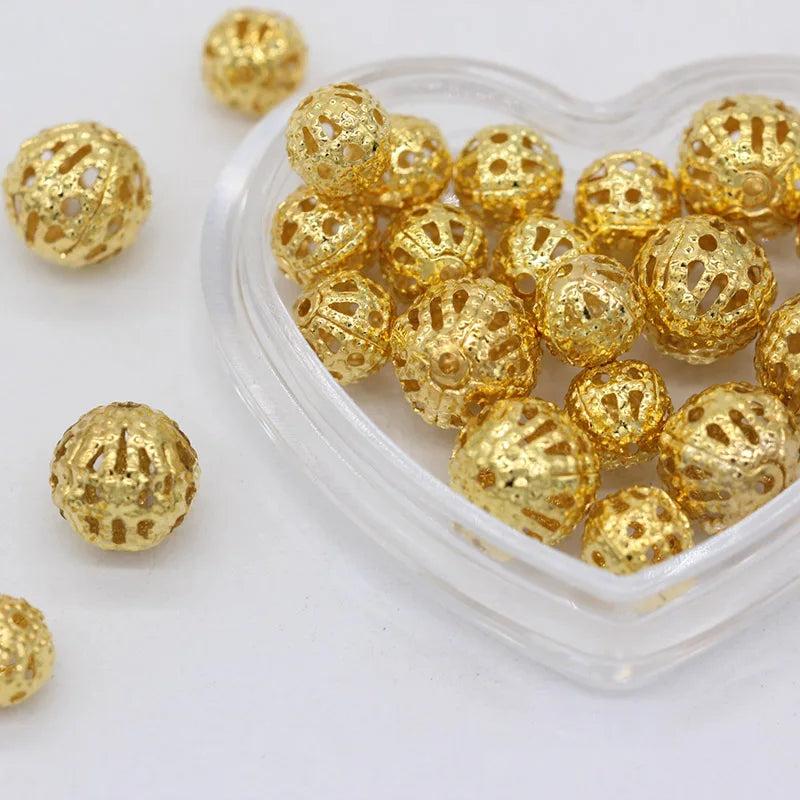 8mm Silver Plated Hollow Flower Round Spacer Beads DIY Jewelry Making