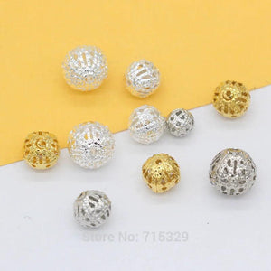 8mm Silver Plated Hollow Flower Round Spacer Beads DIY Jewelry Making