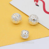 8mm Silver Plated Hollow Flower Round Spacer Beads DIY Jewelry Making