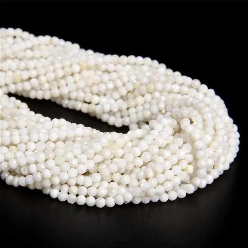 3mm Natural Shell Faceted Bead Micro Mother Of Pearl Shells Spacer Beads