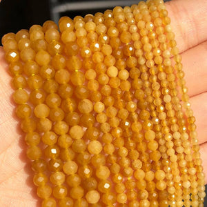 2 3 4mm Yellow Jades Loose Stone Beads for Jewelry Making