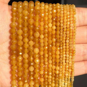 2 3 4mm Yellow Jades Loose Stone Beads for Jewelry Making