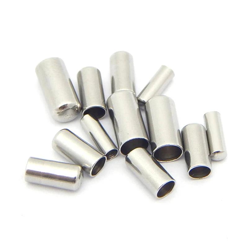 20pcs Stainless Steel Tube Cap Clasps for DIY Jewelry Making