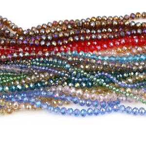 4/6/8mm Faceted Crystal Beads Round Colorful Glass Bead DIY Jewelry Making