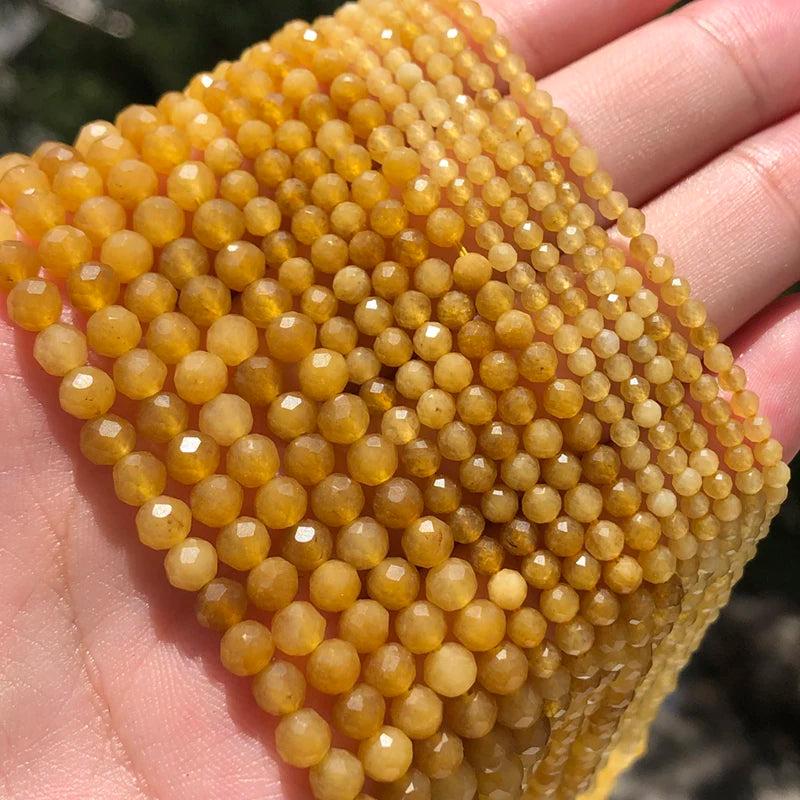 Small Waist Beads 2 3 4mm Natural Yellow Jades Loose Stone Citrine Beads