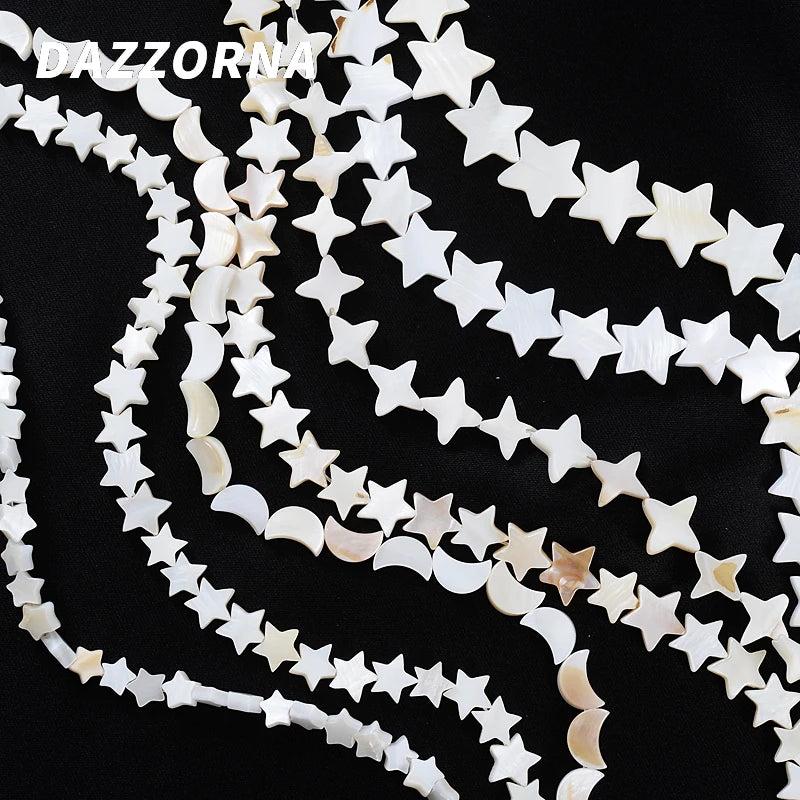 Natural Star Moon Shell Beads Mother Of Pearl Spacer Charms for DIY Necklace
