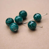 10Pcs 12mm Lampwork Glass Beads Stripes Teal Green Charm Beads for Jewelry DIY