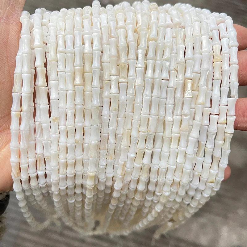 4x8mm Natural Shell Stone Bamboo Shape DIY Loose Beads Strand Jewelry