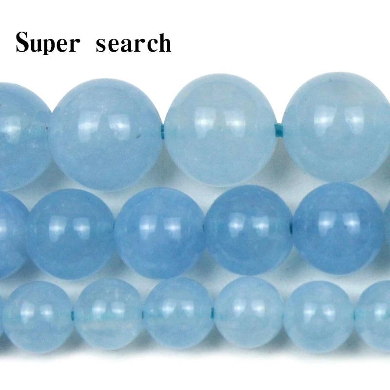6-10mm Natural Aquamarine Light Colour Stone Beads for Jewelry Making
