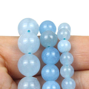 6-10mm Natural Aquamarine Light Colour Stone Beads for Jewelry Making