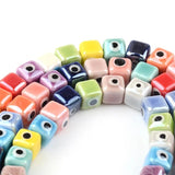 10pcs 6mm Colorful Eye Square Ceramic Beads DIY Porcelain Pendants