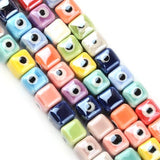10pcs 6mm Colorful Eye Square Ceramic Beads DIY Porcelain Pendants