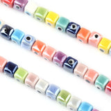 10pcs 6mm Colorful Eye Square Ceramic Beads DIY Porcelain Pendants