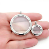 Glass Photo Box Floating Locket Necklace Pendant Stainless Steel Threaded