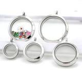 Glass Photo Box Floating Locket Necklace Pendant Stainless Steel Threaded