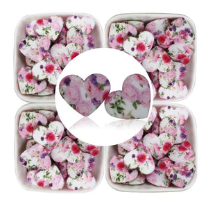 10Pc Silicone Beads Heart Sunflower Leopard Printing Lover Couple Baby Toys