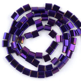 Purple Hematite Double Hole Beads Round Loose 15''