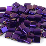 Purple Hematite Double Hole Beads Round Loose 15''