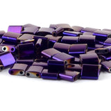 Purple Hematite Double Hole Beads Round Loose 15''