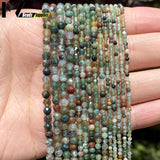 Faceted Round Indian Agate Stone Charms Beads 3 Sizes
