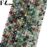 Faceted Round Indian Agate Stone Charms Beads 3 Sizes
