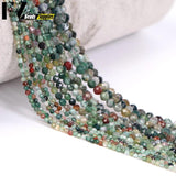 Faceted Round Indian Agate Stone Charms Beads 3 Sizes