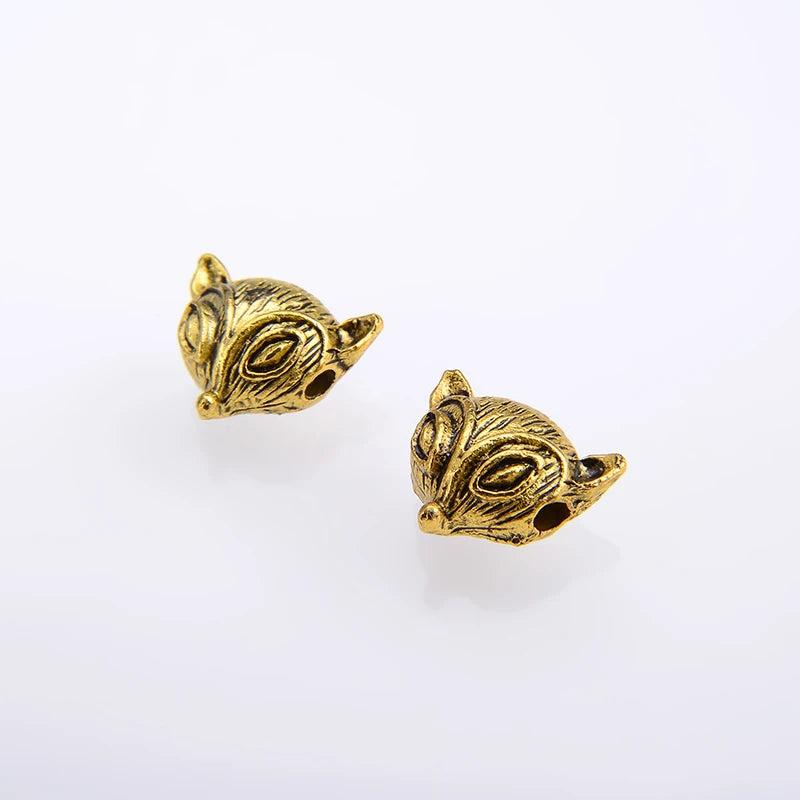 10PCS Fox Beads for Jewelry Making Bracelets DIY European Big Hole Beads