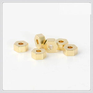 100 PCS Metal Raw Brass Hexagon Spacer Beads DIY Jewelry Making 3mm 4mm