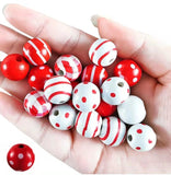 20pcs Red Heart-Shaped Wooden Beads Jewelry DIY Romance Gift