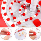 20pcs Red Heart-Shaped Wooden Beads Jewelry DIY Romance Gift