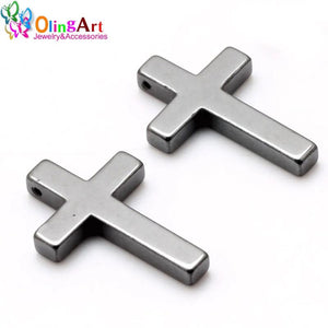 Natural Hematite Beads Cross Pendant DIY Necklace Bracelet Making