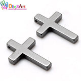 Natural Hematite Beads Cross Pendant DIY Necklace Bracelet Making