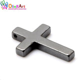 Natural Hematite Beads Cross Pendant DIY Necklace Bracelet Making