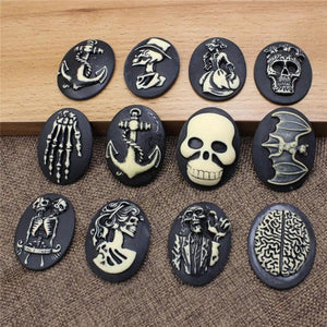 10pcs Resin Skull Flower Animal Cabochons for Necklace Making