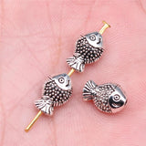 40pcs Antique Silver Fish Beads 12x7mm for DIY Bracelet Making