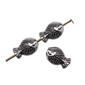 40pcs Antique Silver Fish Beads 12x7mm for DIY Bracelet Making