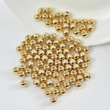 14K Gold Plated Brass Round Bead for DIY Jewelry Making