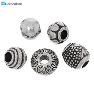 50 Mixed Acrylic Beads Silver Spacer Beads European Charm Jewelry Making