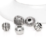 50 Mixed Acrylic Beads Silver Spacer Beads European Charm Jewelry Making