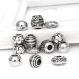 50 Mixed Acrylic Beads Silver Spacer Beads European Charm Jewelry Making