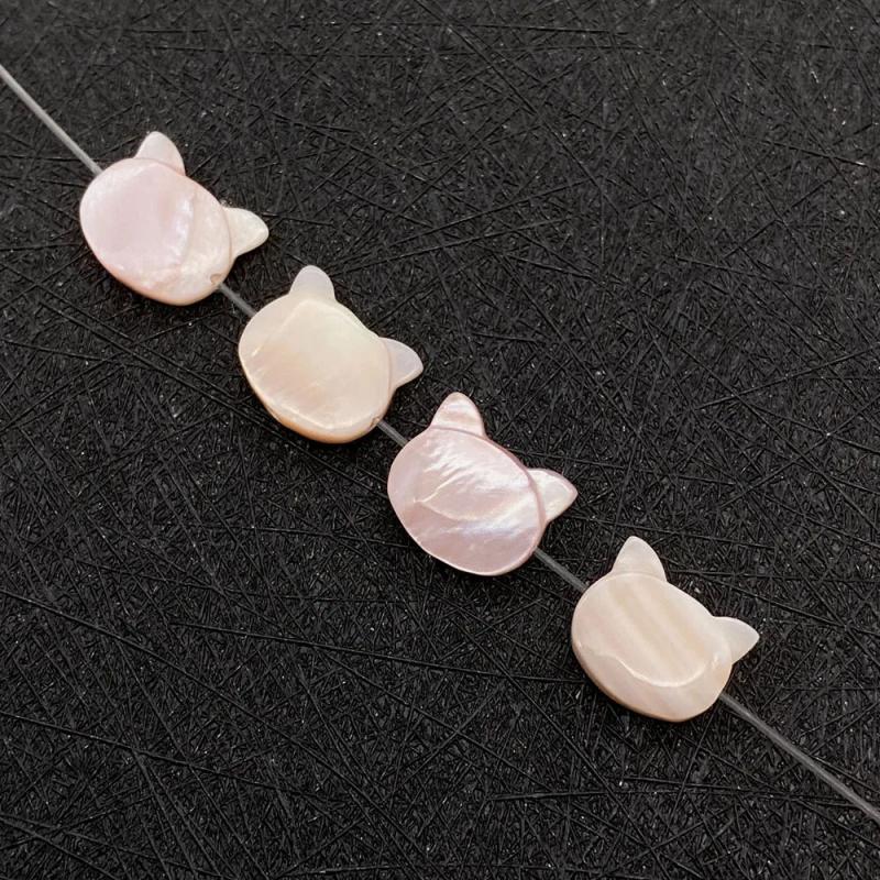 2pcs Cat Head Sea Shell Pendants 9x10mm 4 Colors DIY Necklace Earrings